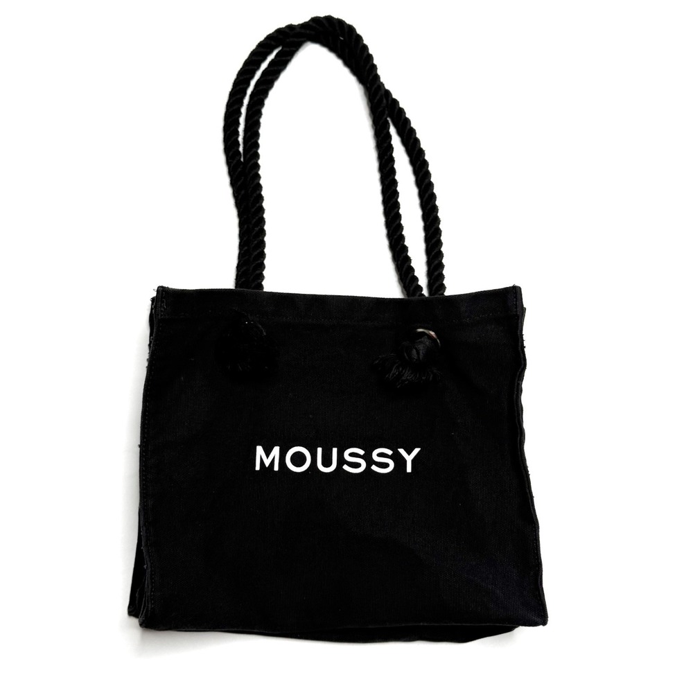 MOUSSY Black Canvas Tote Bag Rope Handles Medium‎ Sized Handbag Casual